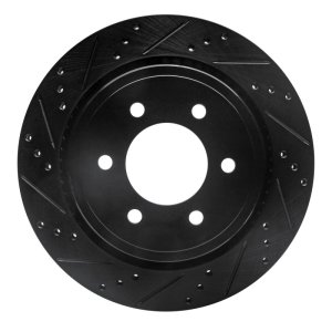 Ford F-150 Brake Rotor (1) - Rear Left - R1 Concepts - Drilled & Slotted - Black - `15-`17